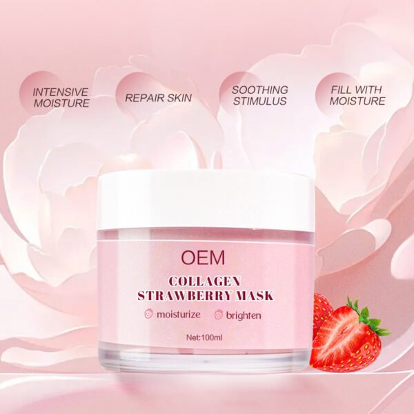 NIULOO Strawberry Sleeping Mask Removes Blackheads and Acne Closed Comedones Improves Pores Brightens Skin Mud Mask Manufacturer Wholesale Private Label OEM - Image 3