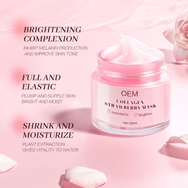 NIULOO Strawberry Sleeping Mask Removes Blackheads and Acne Closed Comedones Improves Pores Brightens Skin Mud Mask Manufacturer Wholesale Private Label OEM - Image 4