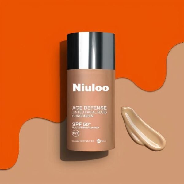 OEM Niuloo Defense Tinted Facial Fluid Sunscreen Spf50 Medium 40ML Manufacturer Wholesale Private Label - Image 2