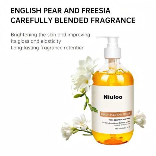 NIULOO Factory Customized English Pear & Freesia Body Wash Scented Shower Lotion For Back Acne Manufacturer OEM Private Label