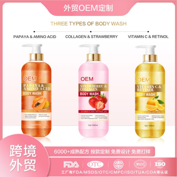 NIULOO Factory Customized Amazon TikTok Hot Selling Vitamin C Fragrance Cleansing Moisturizing Shower Gel Exfoliating Moisturizing Whitening Skin Shower Gel Manufacturer OEM Private Label