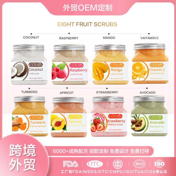 NIULOO Factory Customized Amazon TikTok Hot Selling Fruit Bath Salt Scrub Exfoliating Stain Removing Body Care Scrub Manufacturer OEM Private Label