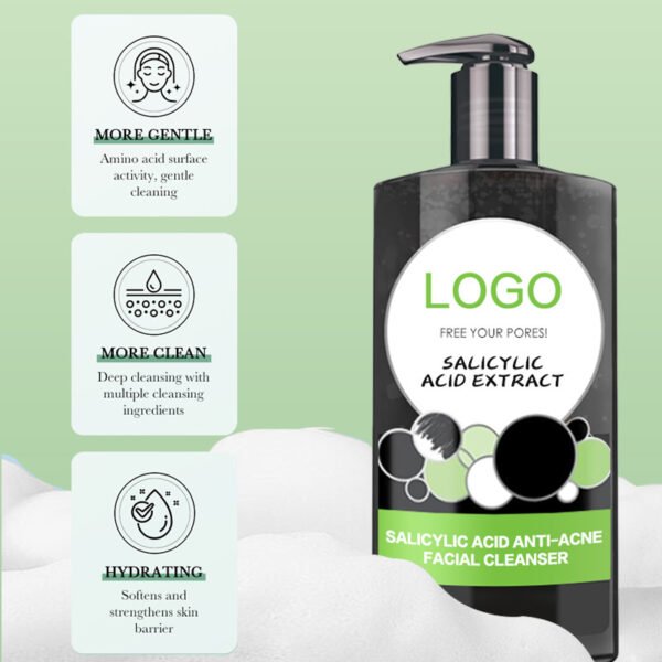 NIULOO Factory Customized Amazon TikTok Hot Selling Salicylic Acid Facial Cleanser Gentle Deep Cleansing Improve Acne Skin Cleanser Manufacturer Wholesale OEM Private Label - Image 3