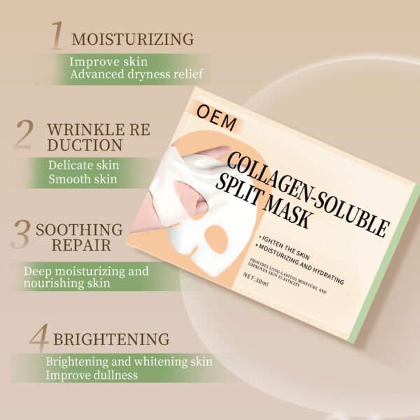 NIULOO Factory Customized Korean Hot Split Collagen Mask Whitening Transparent Dissolvable Upper and Lower Face Split Mask Manufacturer OEM Private Label - Image 4
