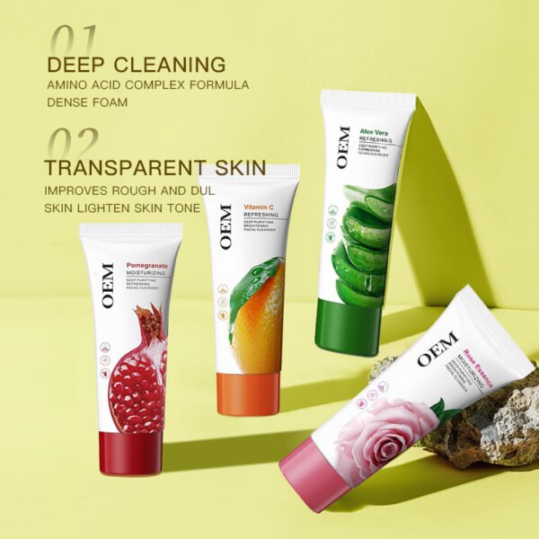 NIULOO Amazon TikTok Hot Sale Flower and Fruit Facial Cleanser Refreshing Moisturizing Cleansing Dirt Cleanser Facial Skin Care Products Manufacturer OEM Private Label - Image 5